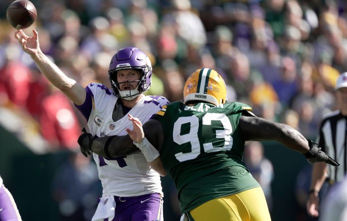 Minnesota Vikings quarterback Sam Darnold led the team to a 31-29 victory over the Green Bay Packers in Week 4 at Lambeau Field.